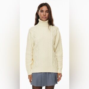 Aritzia Sunday Best Peggy Turtleneck Cable Knit - cream